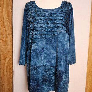 Liz & Me Tunic Women Plus Size 2X Blue Green Layered Whimsical Fairy